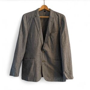 J.Crew Ludlow Men's 40R Classic Gray Blue Cotton Linen Summer Blazer Suit Jacket